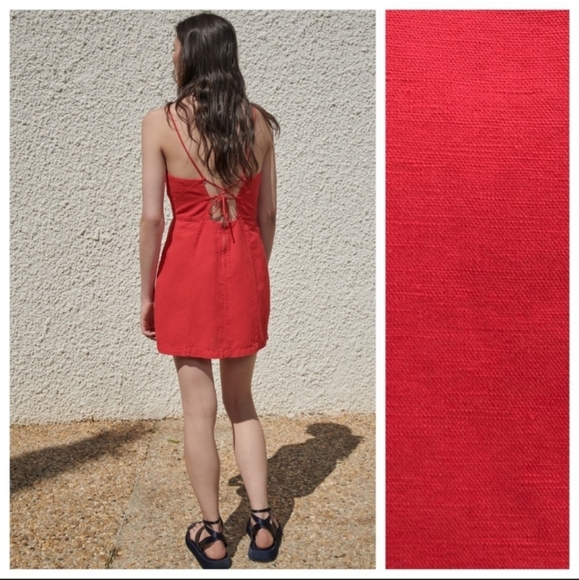 Zara red linen Blend dress - Picture 5 of 12